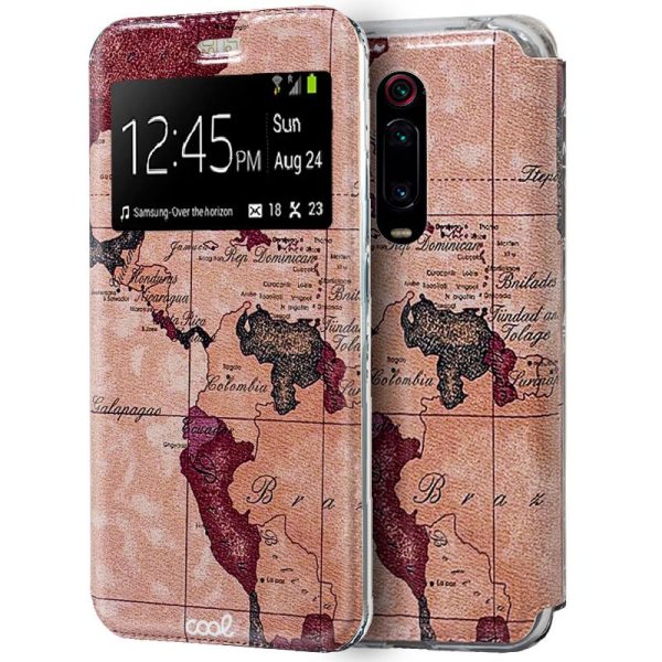 Funda COOL Flip Cover para Xiaomi Mi 9T / Mi 9T Pro Dibujos Mapa