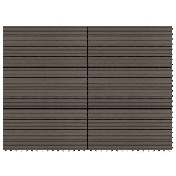 Ladrilhos de pavimento 6 pcs WPC 1,08m² 60x30cm castanho escuro