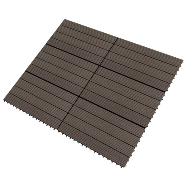 Ladrilhos de pavimento 6 pcs WPC 1,08m² 60x30cm castanho escuro - Image 2
