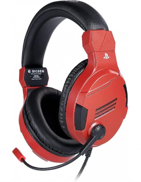 AURICULAR NACON PS4 ROJO CERTIFICADO OFICIAL - MICRO - CONTROL DE VOLUMEN Y FUNCION MUTE