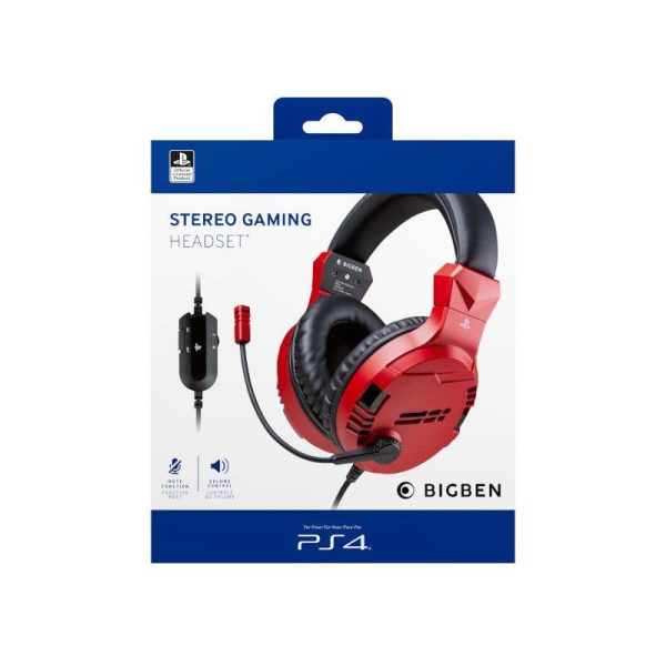 AURICULAR NACON PS4 ROJO CERTIFICADO OFICIAL - MICRO - CONTROL DE VOLUMEN Y FUNCION MUTE - Image 3