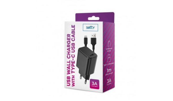CARGADOR SETTY 1XUSB 3A + CABLE USB C 1M - CARGA RAPIDA - Image 2
