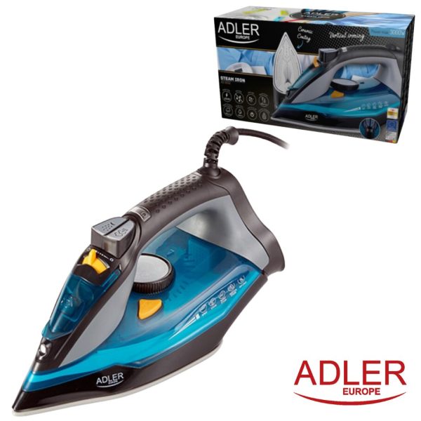 PLANCHA DE VAPOR ADLER 3000W SUELA CERAMICA 350ML