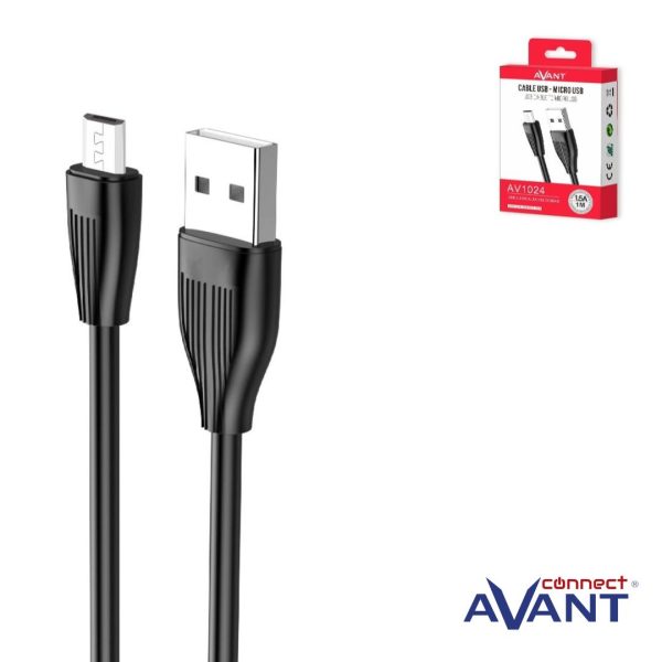 CABLE MICRO USB A USB AM 1.2 MTRS.2.0V. AVANT NEGRO