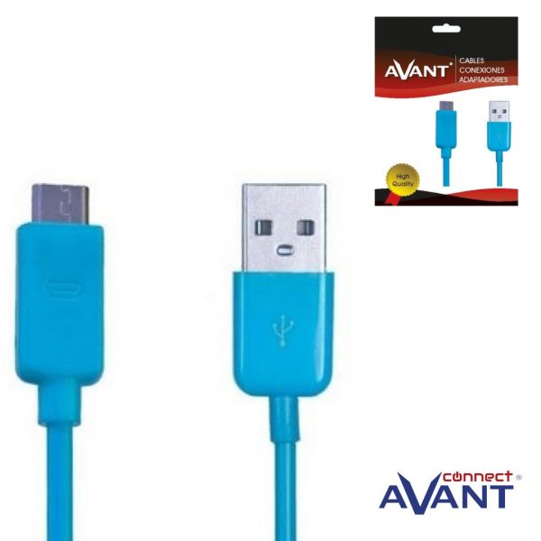 CABLE MICRO USB A USB AM 1.2 MTRS.2.0V. AVANT AZUL