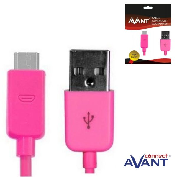 CABLE MICRO USB A USB AM 1.2 MTRS.2.0V. AVANT ROSA