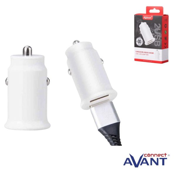 ADAPTADOR DE COCHE AVANT 2USB 2AMP - BLANCO