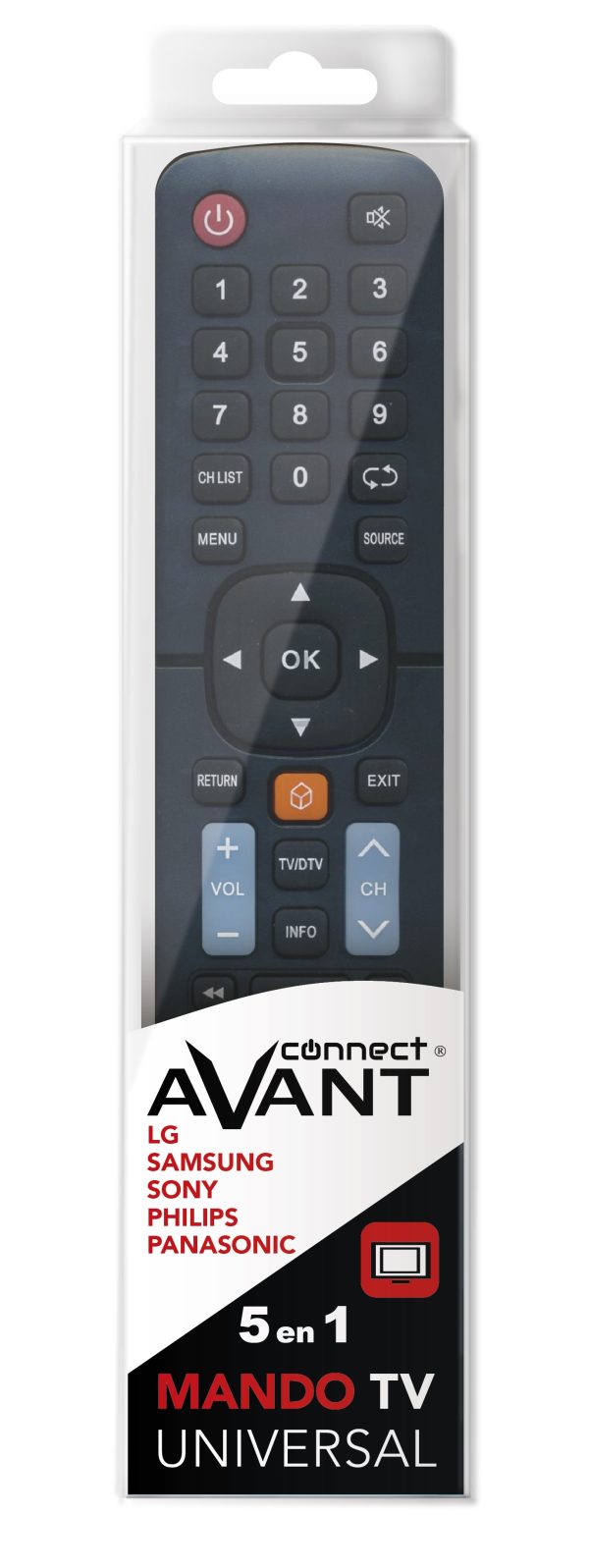 MANDO AVANT 5 EN 1 PRE-PROGRAMADO LG-SAM-SONY-PHILIPS-PANAS. - LISTO PARA USAR