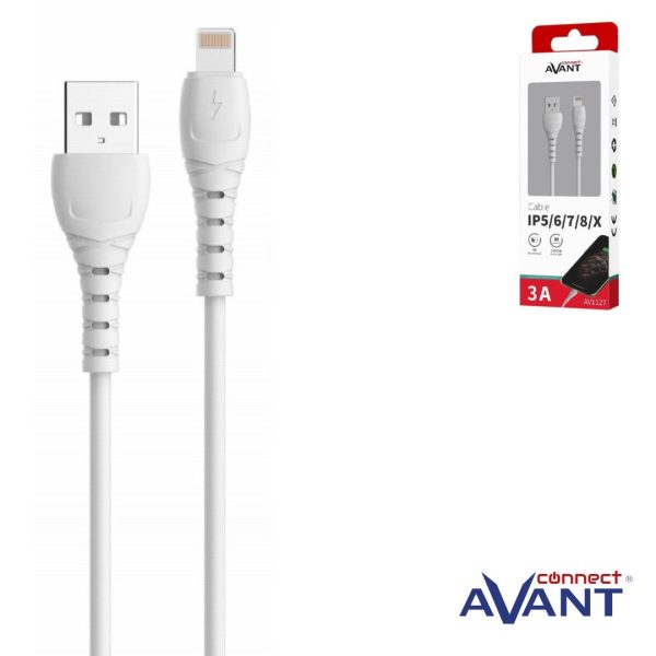 CABLE AVANT LIGHTNING A USB 3A - 1M - BLANCO - CARGA RAPIDA