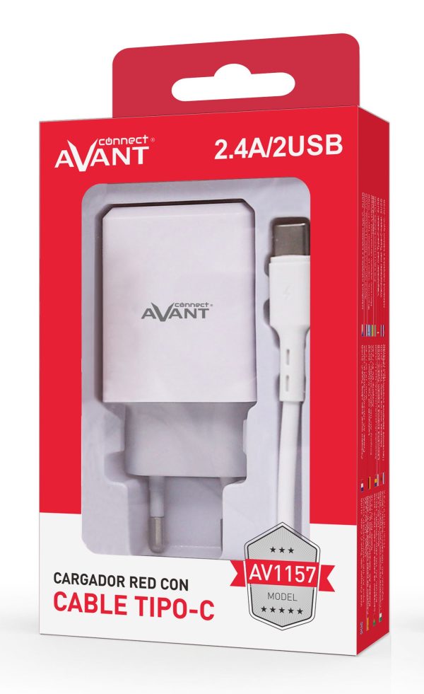 CARGADOR AVANT USB 2.4A - 2 PUERTOS + CABLE TIPO C - Image 3