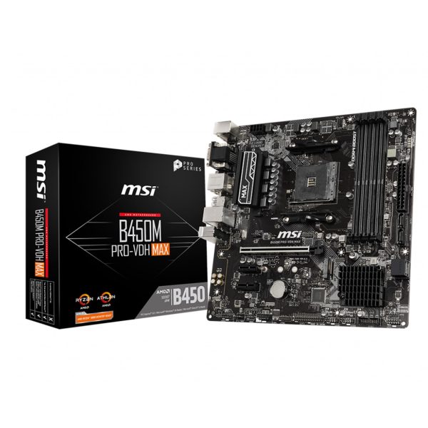 Placa base msi amd b450m pro - vdh max socket amd - ddr4 x4 - 2666mhz - max 64gb - d - sub - dvi - d - hdmi - matx