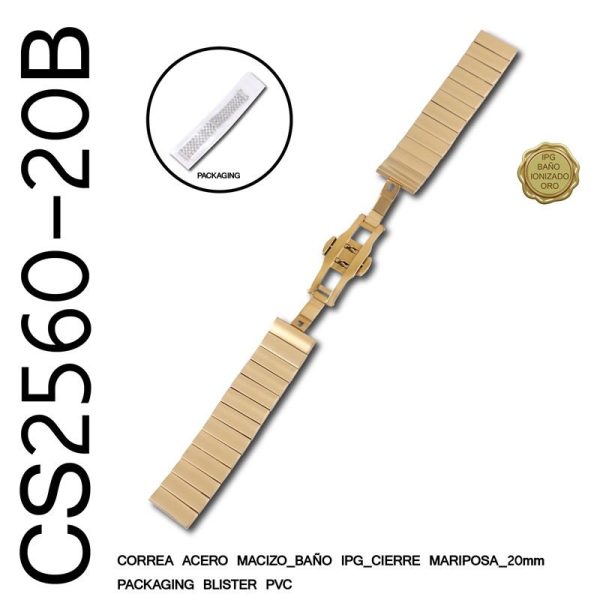 CORREA 20MM ACERO MACIZO IPG CIERRE MARIPOSA