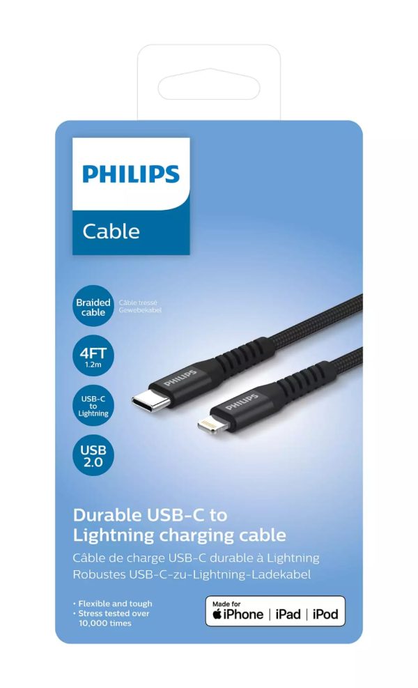 CABLE PHILIPS USB C A LIGHTNING 3.0 1.2M