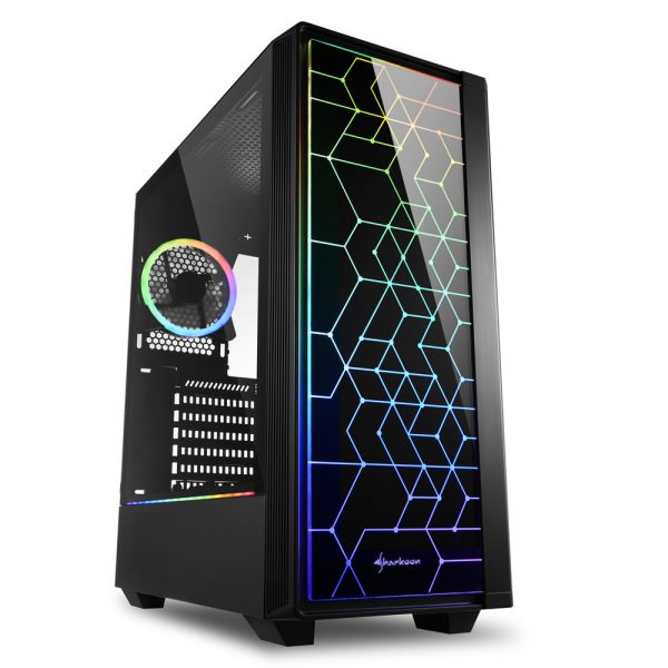 Caja sharkoon lit 100 atx 2xusb3.0 rgb sin fuente negro