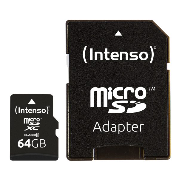 Tarjeta de memoria micro sd intenso 64gb cl10 + adaptador sd