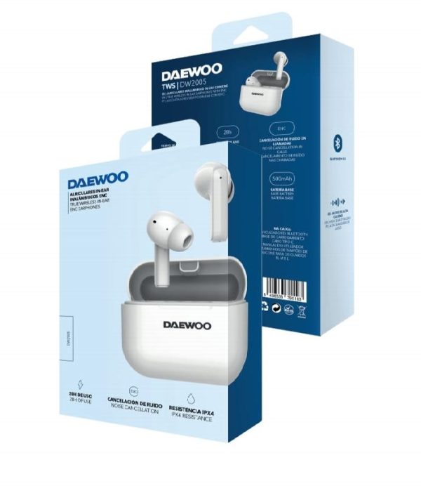 AURICULAR DAEWOO TWS CANC.RUIDO LLAMADAS ENC BT5.3 BLANCO 40MAH/500MAH - Image 8
