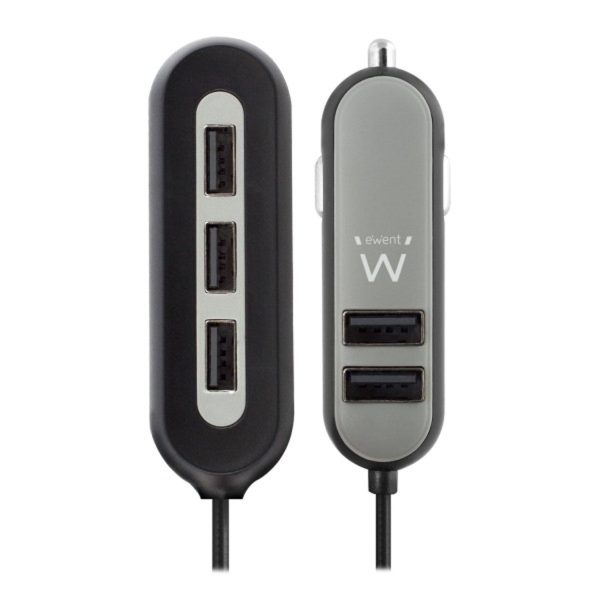 Cargador usb ewent para coche -  5 puertos -  54w