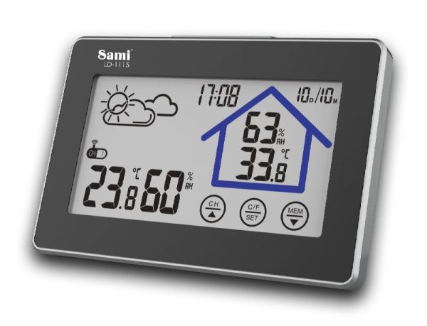 ESTACIÓN METEOROLOGICA SAMI INTERIOR+EXTERIOR - LCD LUZ EL COMPLETA - NEGRO