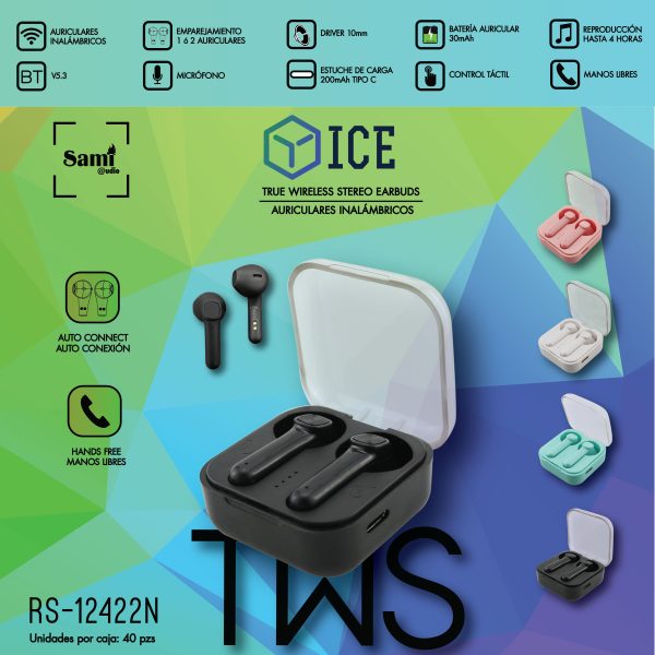 AURICULAR SAMI ICE TWS 30mAh C/CARG. 200mAh NEGRO - Image 2