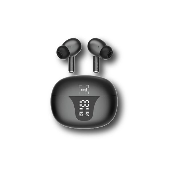 AURICULAR SAMI AIR BUDS SILICONA TWS LCD DUAL 35mAh NEGRO