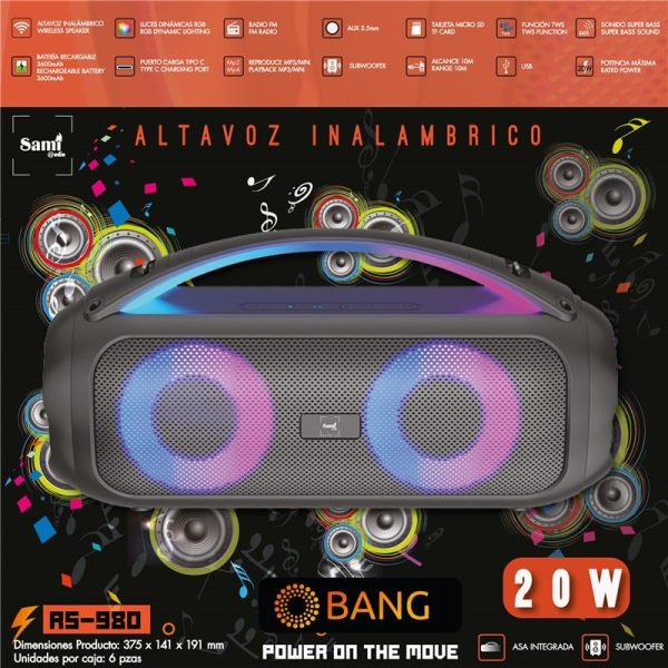 ALTAVOZ SAMI BOOM MULTIMEDIA CON LUZ RGB 20W