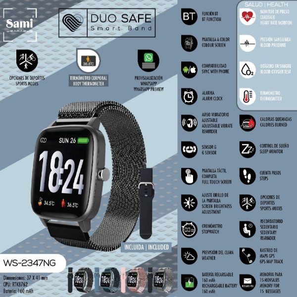 RELOJ SAMI WEARABLE SMARTBAND - DUO SAFE - NEGRO - Image 2