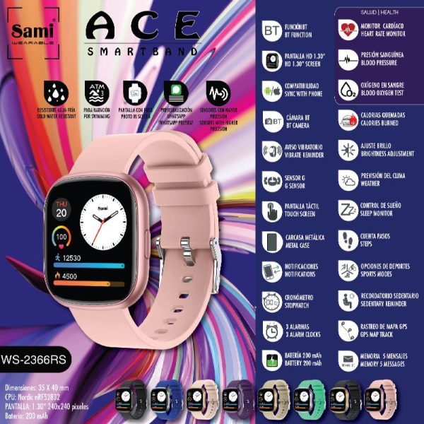 RELOJ SAMI WEARABLE SMARTBAND 3ATM ACE ROSA/ROSA - Image 2