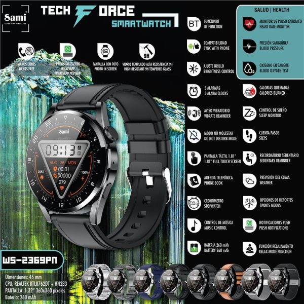 RELOJ SAMI WEARABLE SMARTWATCH TECHFORCE CRISTAL RESISTENTE - Image 2