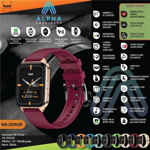 RELOJ SAMI WEARABLE SMARTWATCH ALPHA TACTIL COMPLETO - Image 2