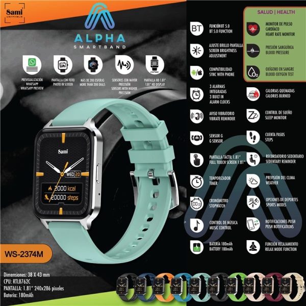 RELOJ SAMI WEARABLE SMARTWATCH ALPHA TACTIL COMPLETO - Image 2