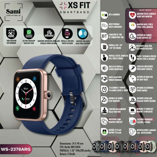 RELOJ SAMI WEARABLE SMARTBAND 5ATM XS FIT AZUL/RG - Image 2