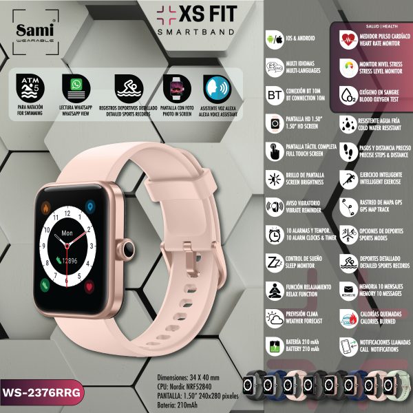 RELOJ SAMI WEARABLE SMARTBAND 5ATM XS FIT ROSA/ROSE GOLD - Image 2