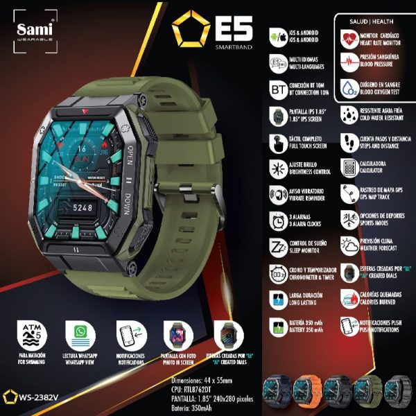 Reloj Sami wearable smartband E5 5ATM verde