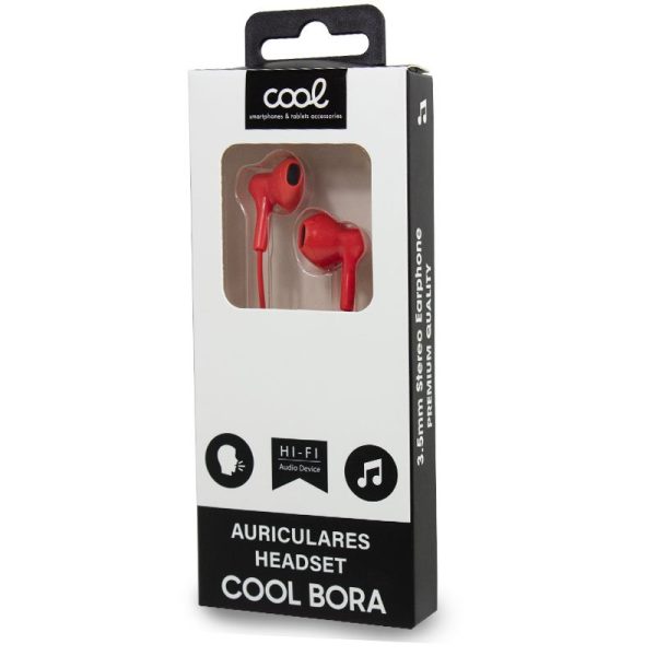 Auriculares 3,5 mm COOL Bora Stereo Con Micro Rojo - Image 2