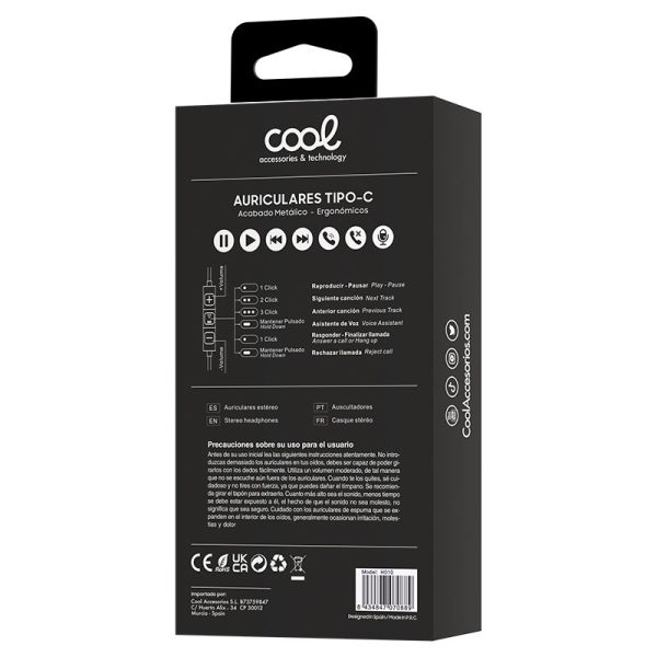 Auriculares COOL Stereo Tipo-C Con Micro Negro - Image 4