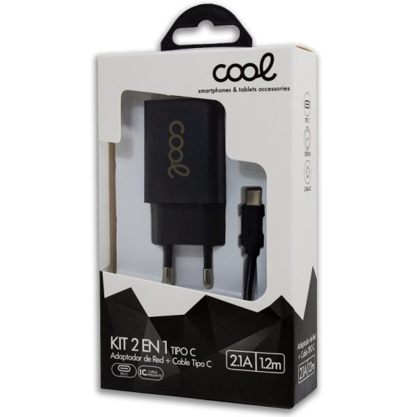 Cargador Red Conector Tipo-C 2.1Amp Universal COOL Kit 2 en 1 Negro - Image 3