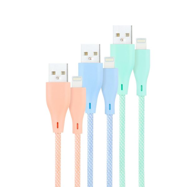 3 CABLES LIGHTNING A USB A/M, RO-AZ-VE MALLADO, 1M BLANCO NANOCABLE