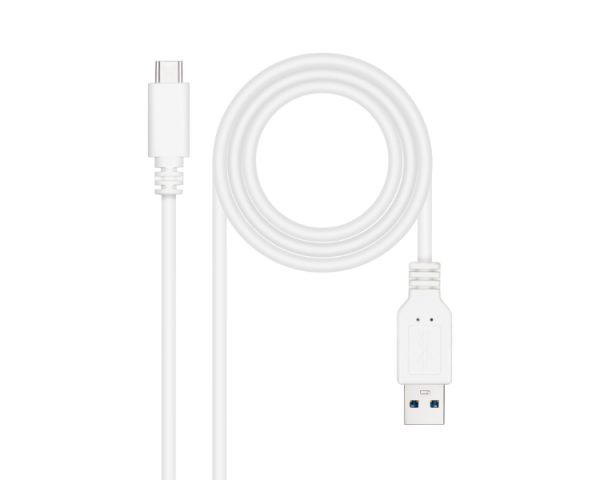 CABLE USB 3.1 GEN2 10Gbps 3A TIPO USB-C A USB-A 1.5 M BLANCO NANOCABLE