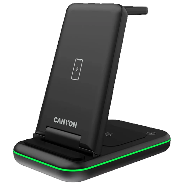 CANYON CARGADOR INALÁMBRICO PLEGABLE WS-304 15W 2EN1 NEGRO