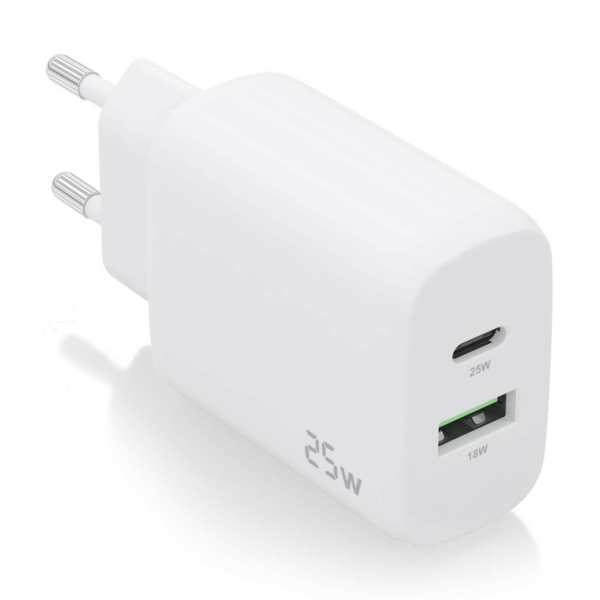 CARGADOR AISENS 25W 1XUSB-C PD3.0 1XUSB-A QC3.0 BLANCO