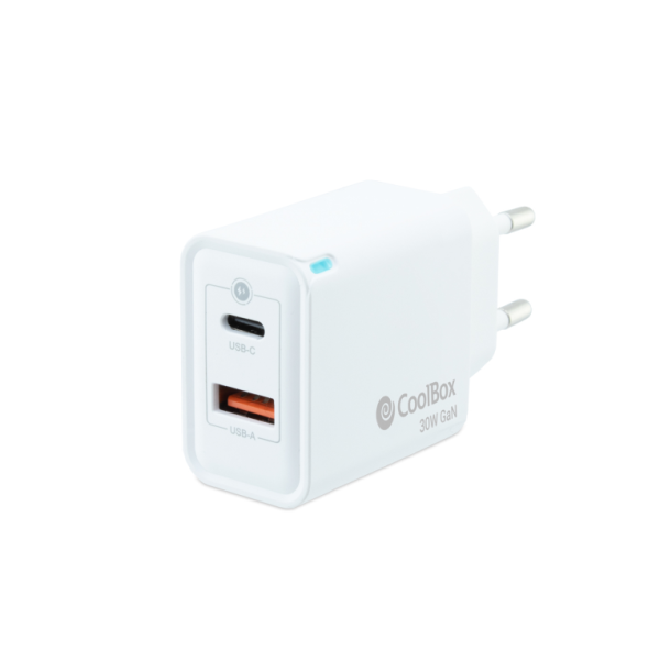 CARGADOR COOLBOX GAN 30W USB-C/USB-A PARED