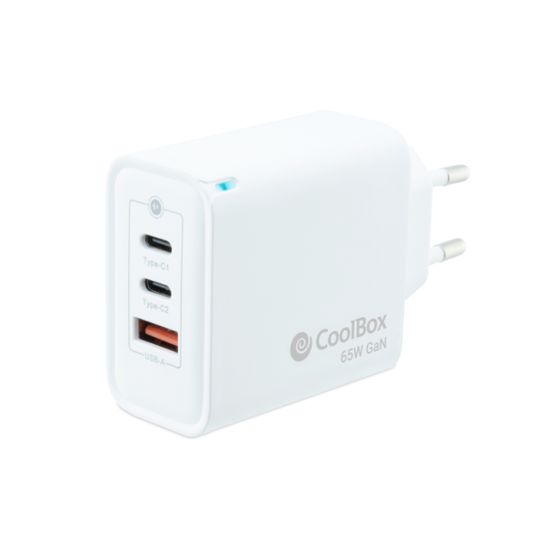 CARGADOR COOLBOX GAN 65W USB-C/USB-C/USB-A PARED