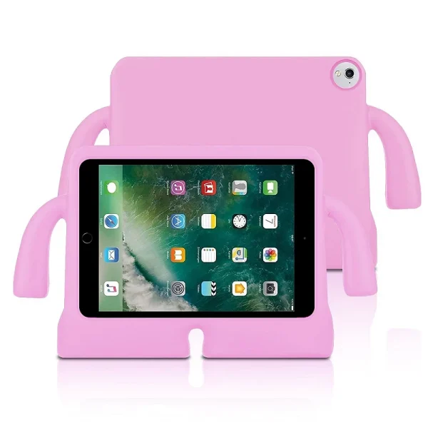 Funda Antigolpe iPad Pro 9.7 / New iPad 2017 Silicona Reforzada para niños, disponible en 8 colores : Color - Rosa, Lampara - Sin Lampara