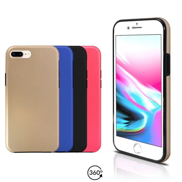 Funda Doble iPhone 8 Plus Silicona Delantera y Trasera 360 - 4 Colores : Color - Negro