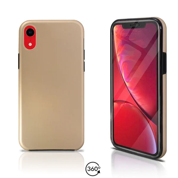 Funda Doble iPhone XR Silicona Delantera y Trasera 360 - 4 Colores : Color - Dorado - Image 2