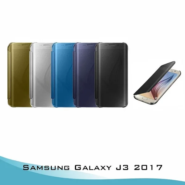 Funda Flip Cover Samsung Galaxy J3 2017 Clear View - 6 Colores : Color - Morado, Lampara - Sin Lampara