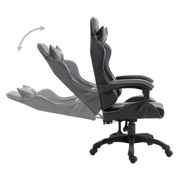 Cadeira de gaming couro artificial cinzento - Image 3