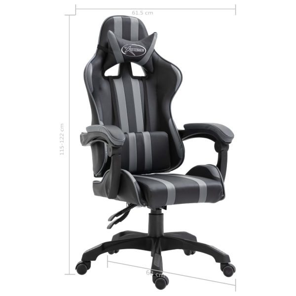 Cadeira de gaming couro artificial cinzento - Image 9