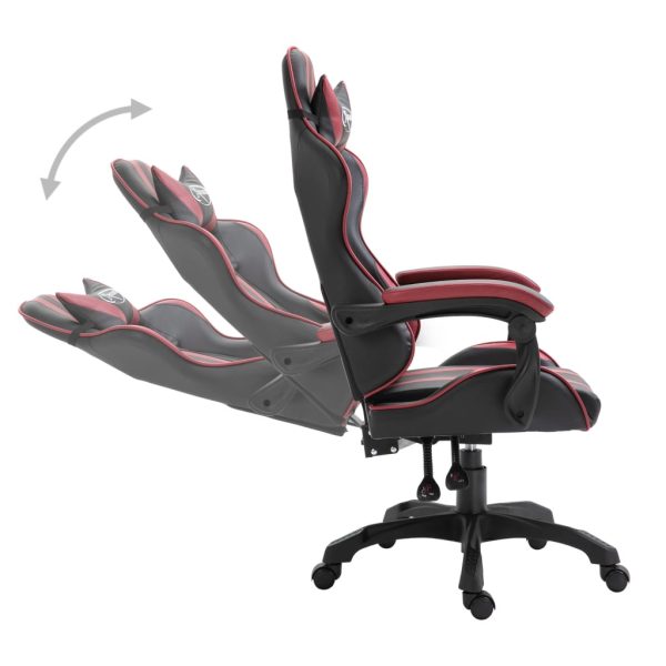 Cadeira de gaming couro artificial vermelho tinto - Image 3
