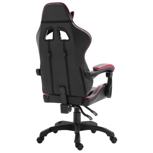 Cadeira de gaming couro artificial vermelho tinto - Image 4